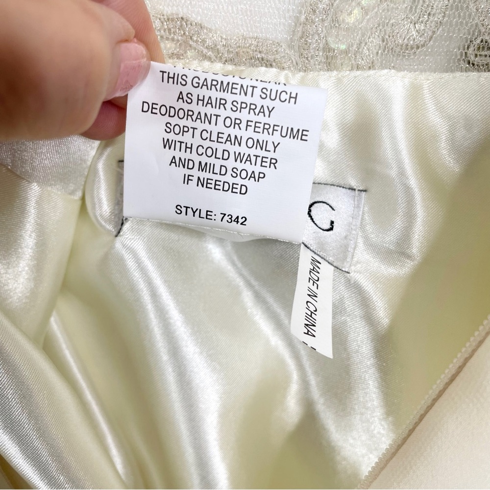 Ed Young NWT Illusion Back Chiffon Gown Evening Formal Dress Medium Ivory - Picture 10 of 17